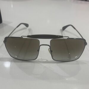 Prada Black Rectangular Aviator Sunglasses